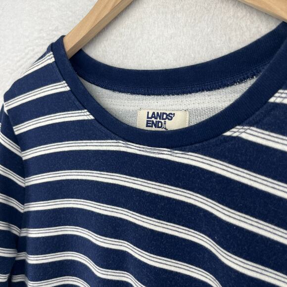 LANDS END Sweatshirt Womens XL 18 Serious Sweats Striped Jumper Pullover Blue - Picture 6 of 15